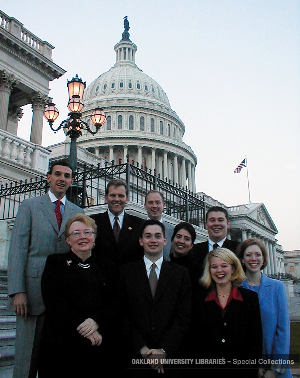 Mike Rogers and his staff in front of the capitol, 2001